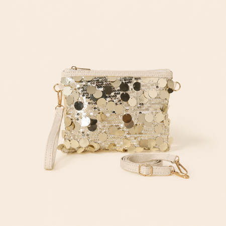 Sac carré femme en PU uni à sequins style décontracté