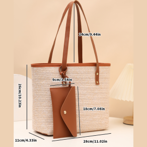 Sac Carré Femme En Pu Tissé À Rayures Multicolores Style Décontracté h5 Image4