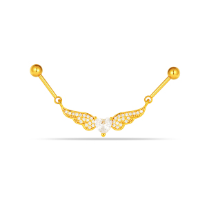 Boucles D'Oreilles Piercing Pour Femme, Style Simple, En Forme De Cœur Et D'Ailes De Papillon, Couleur Cuivre Doré Et Zircon. h5 