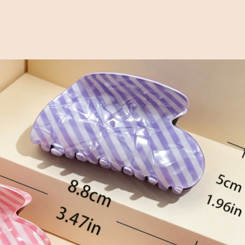Pinces À Cheveux En Pvc De Couleur Mélangée, Motif Cœurs, Rayures Et Pois, Collection Romantique Image5