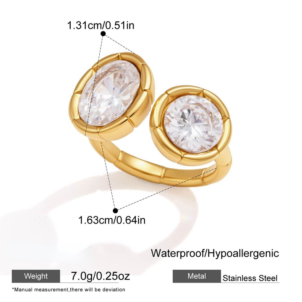 Bagues Pour Femmes En Acier Inoxydable Étanche, Forme Elliptique, Serties De Zircon.