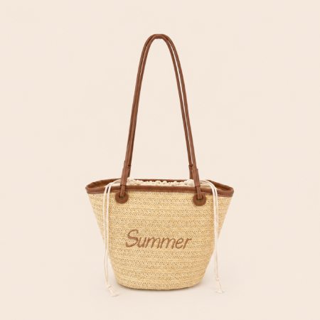 Sac trapèze femme en raphia tissé brodé style vacances