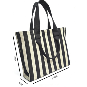 Sac Cabas Femme En Polyester Tissé À Rayures Multicolores Style Décontracté h5 Image8