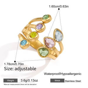 Bagues Pour Femmes En Acier Inoxydable Doré, Étanches, De Forme Irrégulière Et Serties De Zircon, Collection Luxueuse. h5
