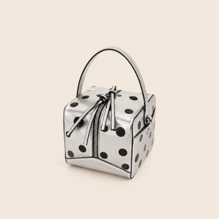 Sac carré pour femme en PU à pois, style parisien chic, uni 2