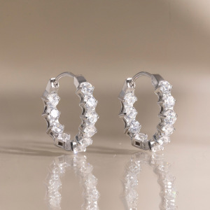 Boucles D'Oreilles Créoles Pour Femmes En Acier Inoxydable Étanche, Couleur Or, Avec Zircon. h5 Image4
