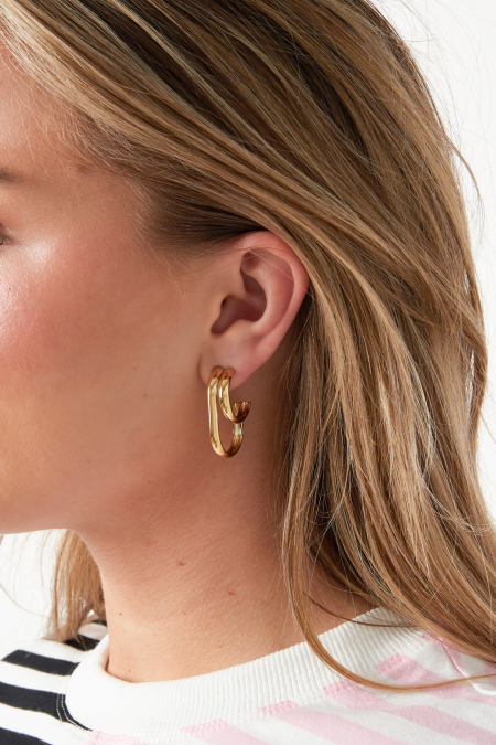 Boucles d'oreilles créoles en acier inoxydable, forme géométrique, collection simple et décontractée pour femmes 2