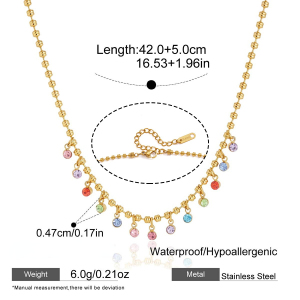 Colliers Pendentifs Pour Femmes En Acier Inoxydable Étanche, Couleur Or, Avec Zircon h5