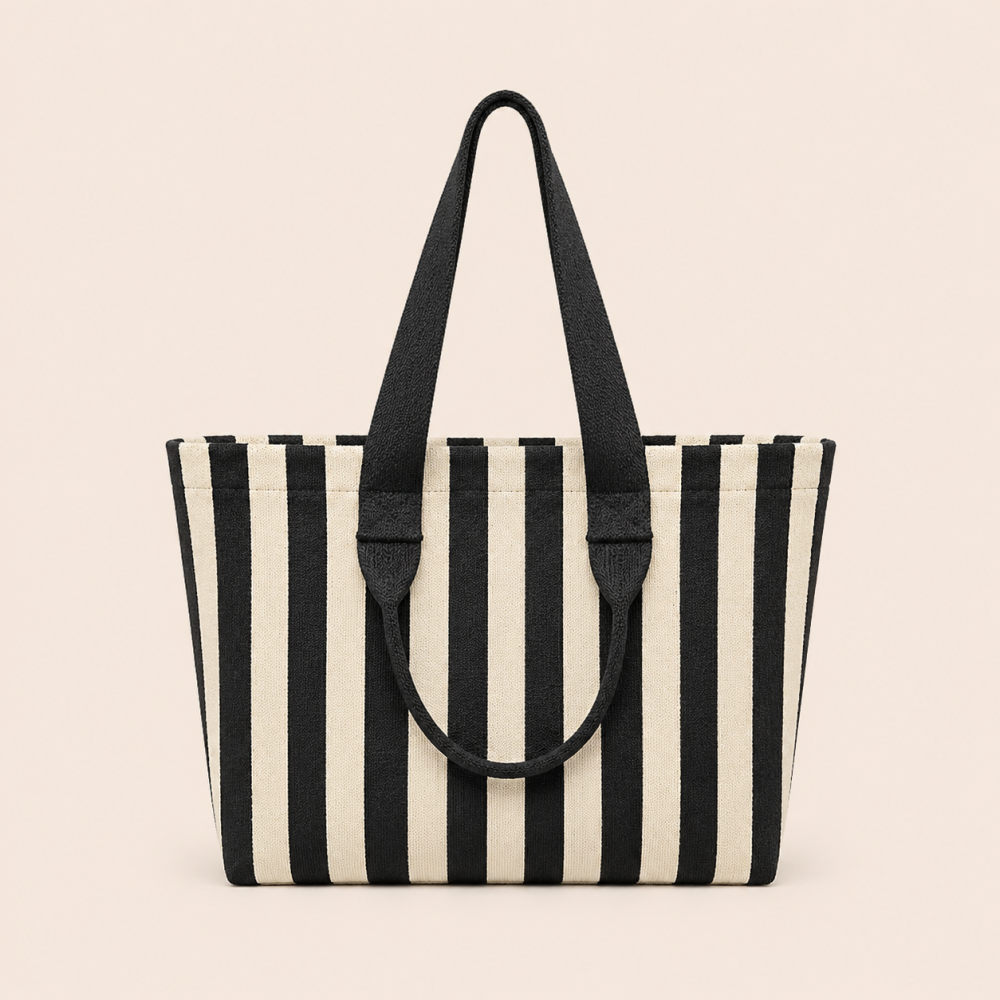 Sac Cabas Femme En Polyester Tissé À Rayures Multicolores Style Décontracté