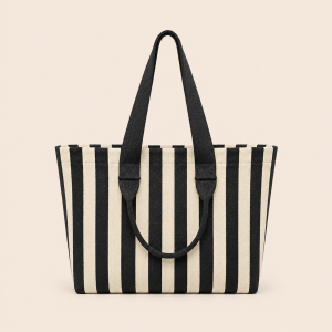 Sac Cabas Femme En Polyester Tissé À Rayures Multicolores Style Décontracté h5