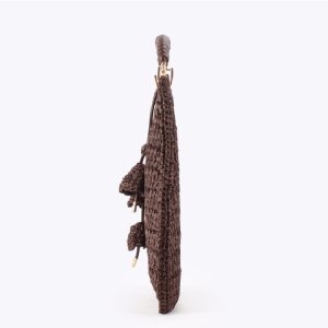Sac Trapèze Pour Femme En Raphia Tissé Ajouré À Motif Floral, Style Décontracté h5 Image5