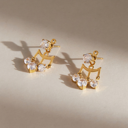 Boucles d'oreilles pendantes pour femme, en acier inoxydable imperméable, couleur or, avec pompon simple et zircon.