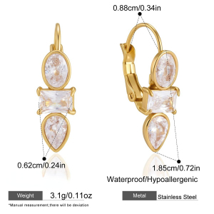 Boucles D'Oreilles Créoles Pour Femmes, En Acier Inoxydable Doré, Ornées De Zircon Et Ornées D'Une Goutte D'Eau, De La Luxueuse Collection Droplet. h5