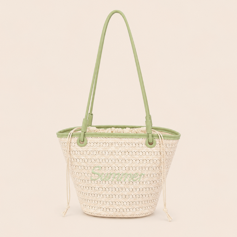 Sac Trapèze Femme En Raphia Tissé Brodé Style Vacances Image2