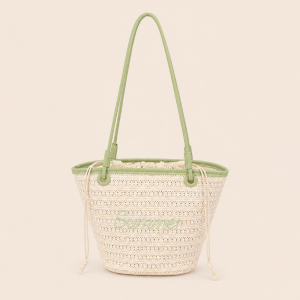 Sac Trapèze Femme En Raphia Tissé Brodé Style Vacances h5 Image2