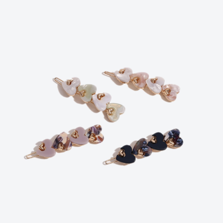 Pinces à cheveux en acétate dégradé de couleurs, style rétro, avec cœur et motif cœur, collection romantique