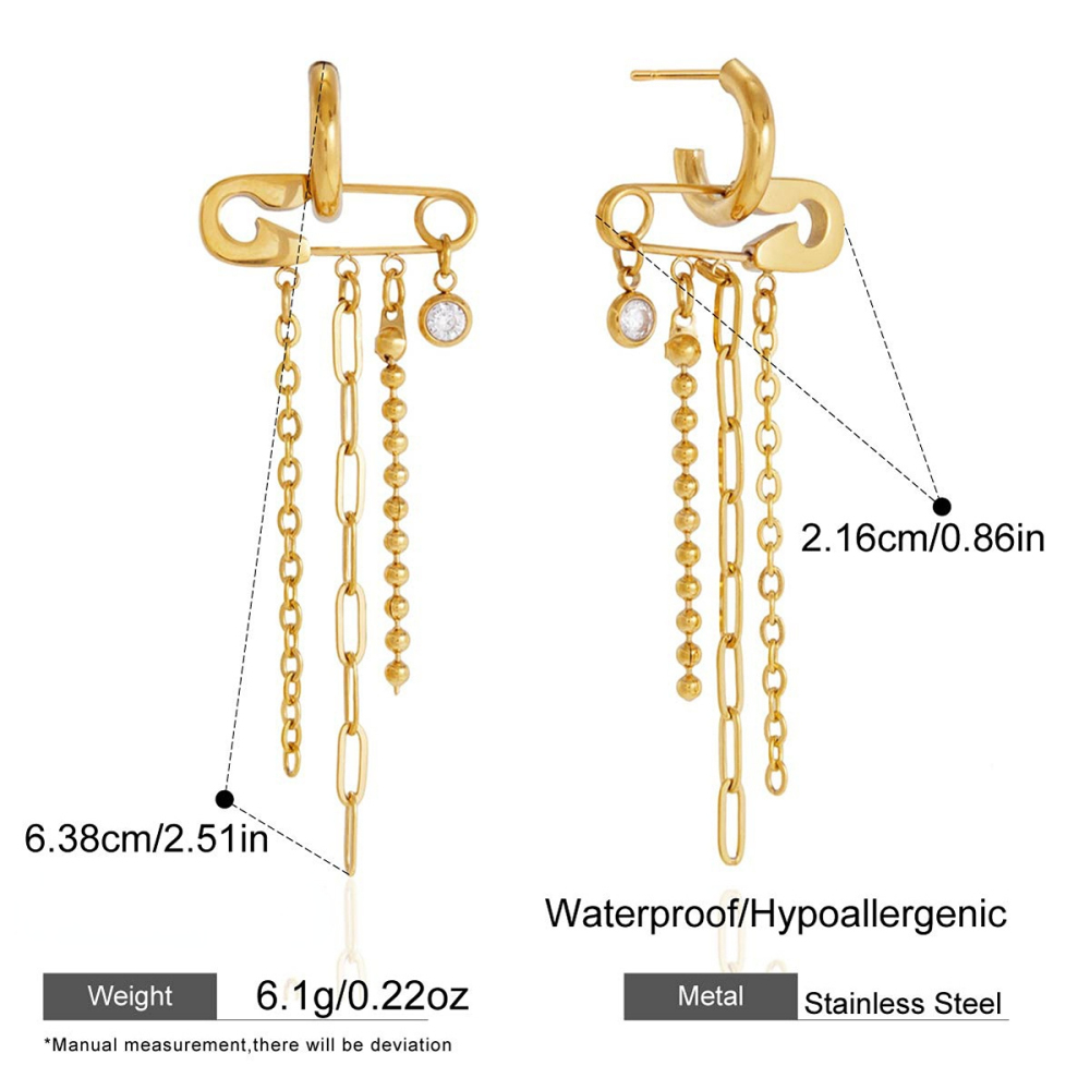 Boucles D'Oreilles Pendantes Élégantes À Pompon En Acier Inoxydable, Étanches, Couleur Or Et Zircon, Pour Femme, Collection Luxueuse. 