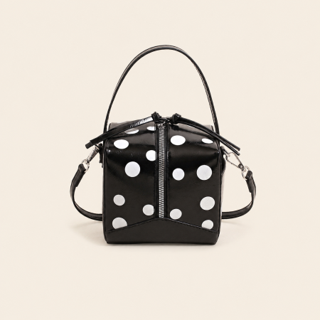 Sac carré pour femme en PU à pois, style parisien chic, uni
