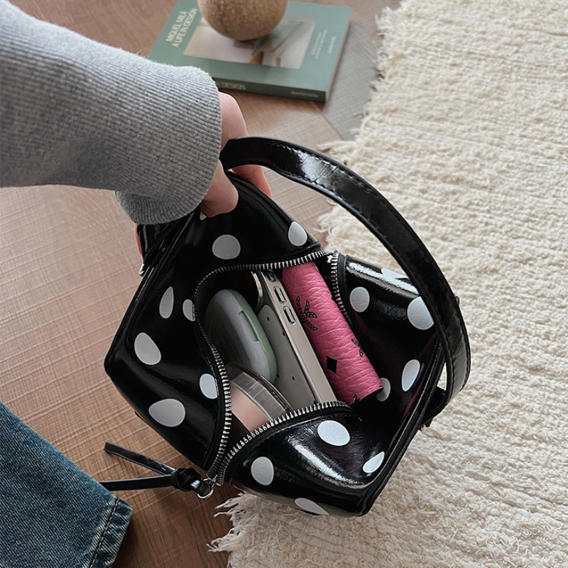 Sac Carré Pour Femme En Pu À Pois, Style Parisien Chic, Uni h5Image4