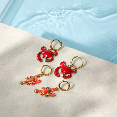 Boucles d'oreilles pendantes pour femmes, style océanique, en acier inoxydable étanche, couleur or 2
