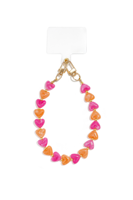 Porte-téléphone en forme de cœur, accessoire du quotidien en acrylique avec chaînette en forme de cœur