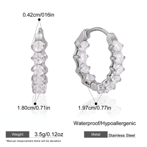 Boucles D'Oreilles Créoles Pour Femmes En Acier Inoxydable Étanche, Couleur Or, Avec Zircon. h5
