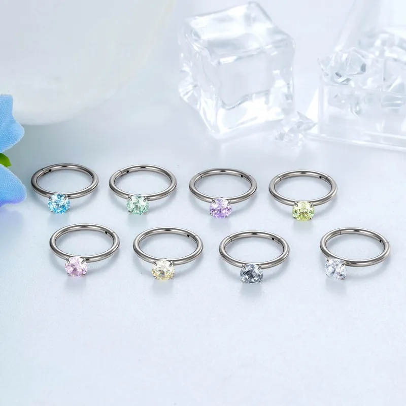 Boucles D'Oreilles Créoles Pour Femmes, En Alliage De Titane Et Zircon, Collection Simple Series Image4