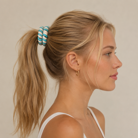 Élastiques à cheveux unisexes Simple Series Daily Stripe de couleurs mélangées en TPU