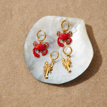 Boucles d'oreilles pendantes pour femmes, style océanique, en acier inoxydable étanche, couleur or
