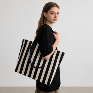 Sac Cabas Femme En Polyester Tissé À Rayures Multicolores Style Décontracté h5 Image5