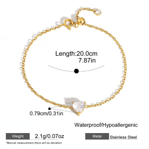 Bracelets À Breloques Simples En Acier Inoxydable Étanche, Couleur Or, Avec Zircon, Pour Femmes h5 