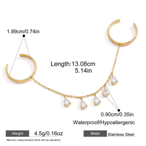 Bagues Pour Femmes En Acier Inoxydable Doré, Imperméables, Avec Pampille Et Pendentif Goutte D'Eau, Ornées De Zircon Et De Pierres Précieuses. Collection Luxe. h5