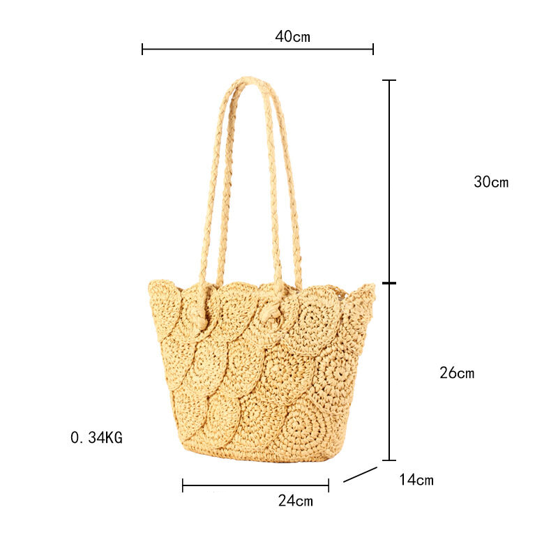 Sac Trapèze Femme En Raphia Tissé Uni Style Vacances