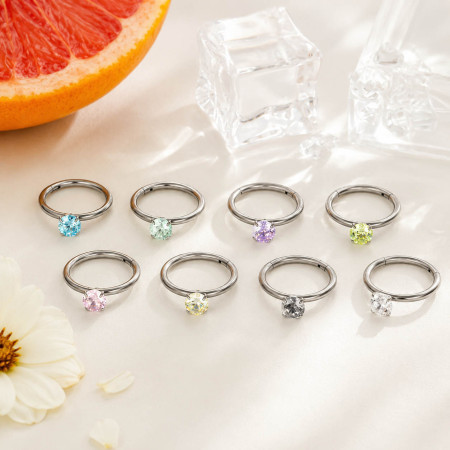 Boucles d'oreilles créoles pour femmes, en alliage de titane et zircon, collection Simple Series