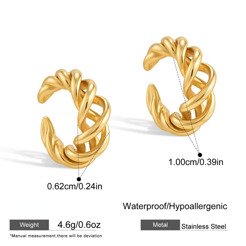 Boucles D'Oreilles Manchette D'Oreille Pour Femmes, En Acier Inoxydable Doré, Ajourées, De La Collection Simple Series 