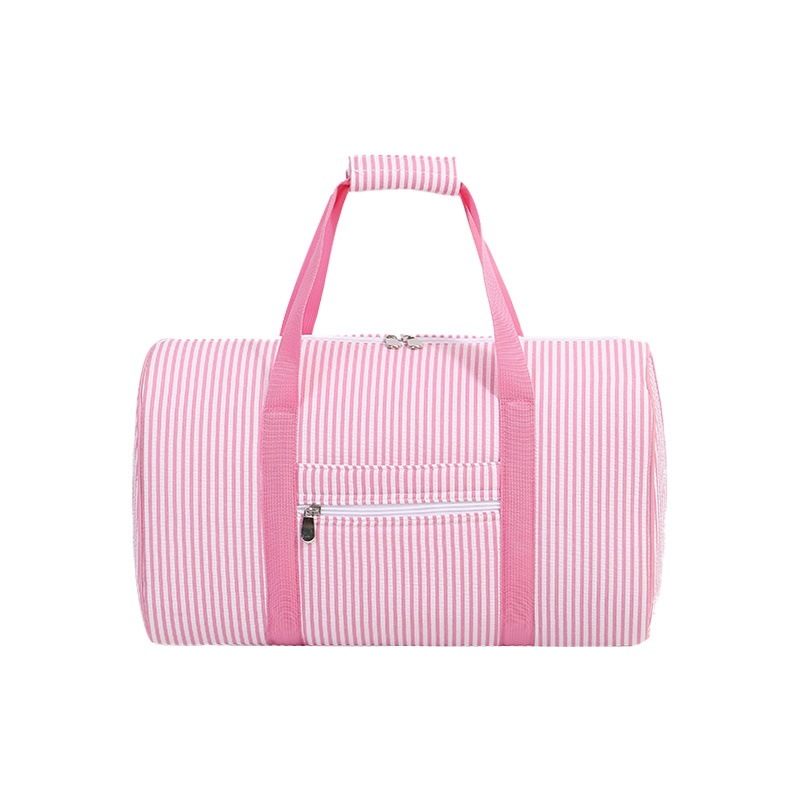 Sacs De Sport Et De Voyage Ronds Pour Femmes En Coton Imprimé À Rayures, Style Décontracté