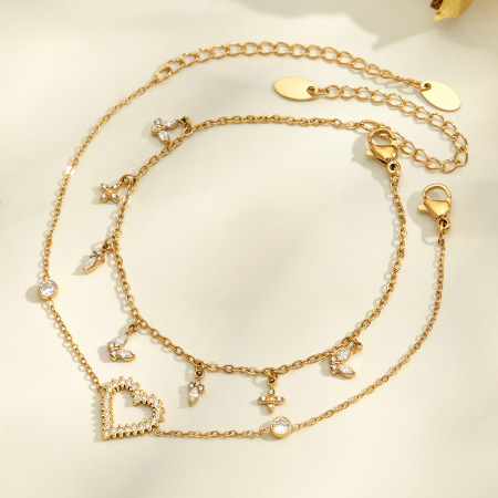 Colliers pendentifs pour femmes, collection Simple, élégants, en forme de cœur et d'étoile, en acier inoxydable étanche, couleur or 2