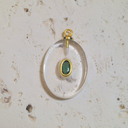 Pendentifs pour femmes en zircon naturel de forme elliptique 2