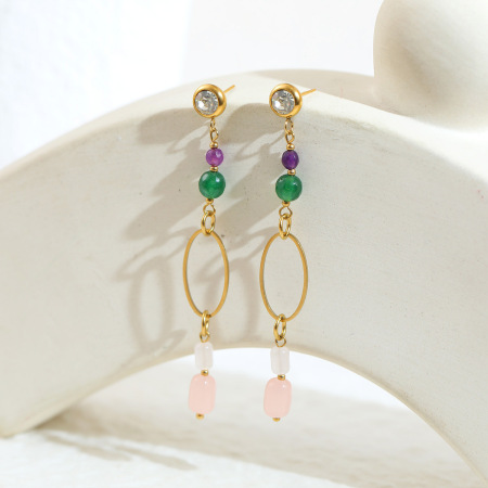 Boucles d'oreilles pendantes pour femmes, modèle Daily Tassel, en acier inoxydable, étanches, couleur or, de la collection Simple Series. 2