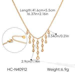 Colliers Pendentifs Pour Femmes En Acier Inoxydable, Étanches, Couleur Or Et Zircon, Avec Pompon h5 Image2
