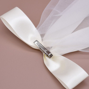 Voile De Mariée En Organza Uni, Élégant Nœud Papillon, Collection Romantique h5 Image5