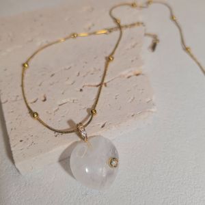 Pendentifs Pour Femmes En Forme De Cœur, Pierres Naturelles, Cuivre Doré Et Zircon h5 Image3