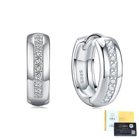 Boucles d'oreilles pour femmes en argent sterling 925, style rétro, avec moissanite couleur or et monture ronde simple.