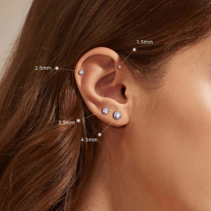 Boucles D'Oreilles Simples Pour Femmes, Forme Irrégulière, Plaquées Rhodium Et Ornées De Zircon, En Argent Sterling 925. h5 Image3