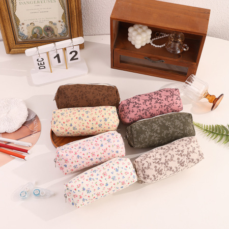 Pochettes à stylos Simple Series en polyester naturel, couleur unie, motif floral et feuille