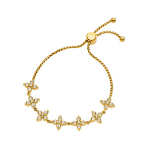 Bracelet À Maillons Pour Femme En Acier Inoxydable, Imperméable, Couleur Or, Orné De Strass Et D'Une Simple Fleur h5 Image5