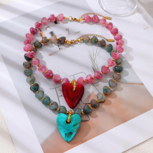 Colliers De Perles En Résine Pour Femmes, Collection Romantique « Sweet Heart Beads » h5 Image4