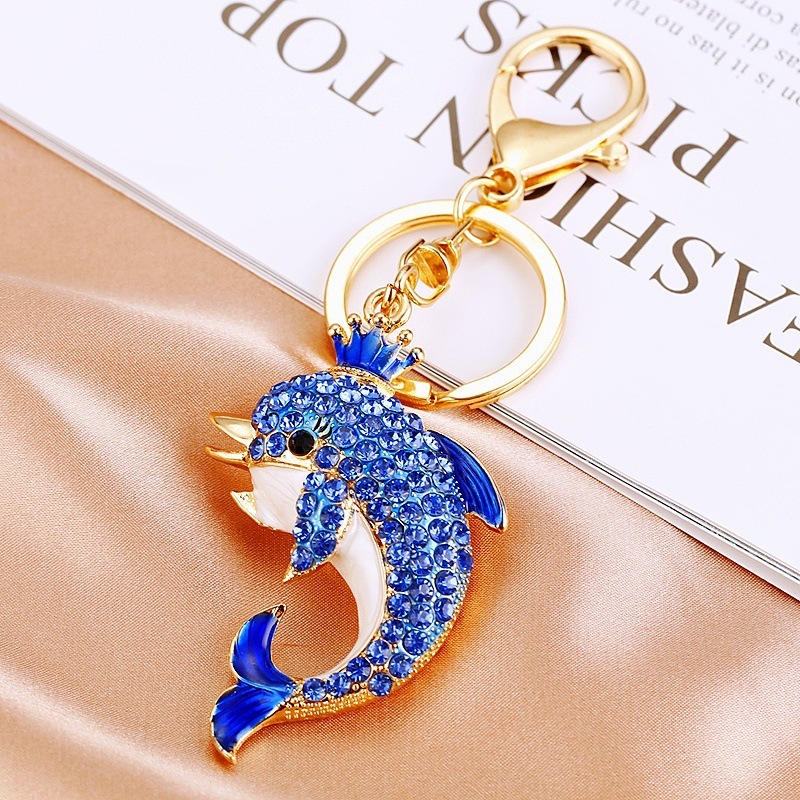 Porte-Clés Luxueux En Métal Et Strass, Motif Poisson Multicolore, Style Océanique Et Cœur Naturel, Collection Nature. 