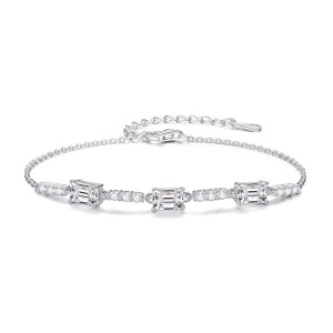 Bracelet En Argent Sterling 925 Plaqué Rhodium, Style Patchwork Classique, Pour Femme, Avec Moissanite. h5