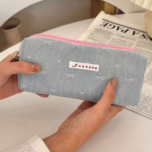 Pochettes À Stylos Décontractées En Polyester Avec Nœud En Forme De Cœur, Couleur Unie, De La Série Simple h5 Image4